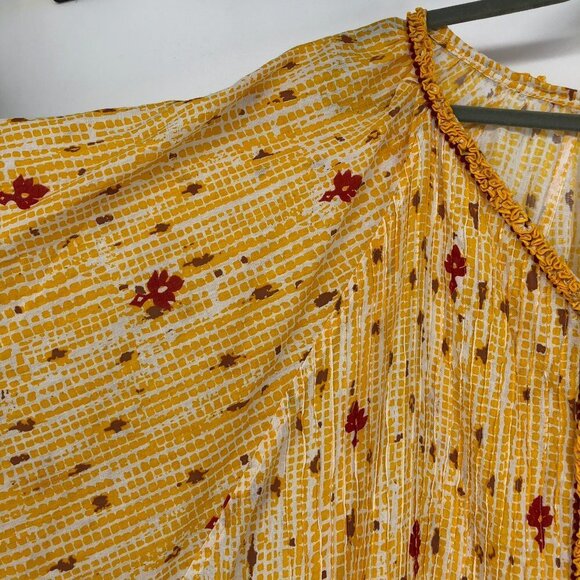 Poupette St Barth Yellow Fanciful Floral Bobo Poncho NWT Tunic/Minidress OS - Picture 13 of 16
